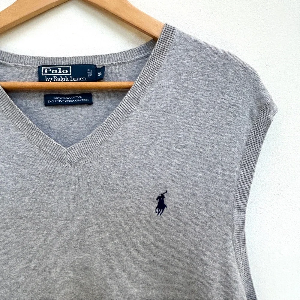 Polo Ralph Lauren 100% Pima Cotton Sweater Vest in Grey, Size XL